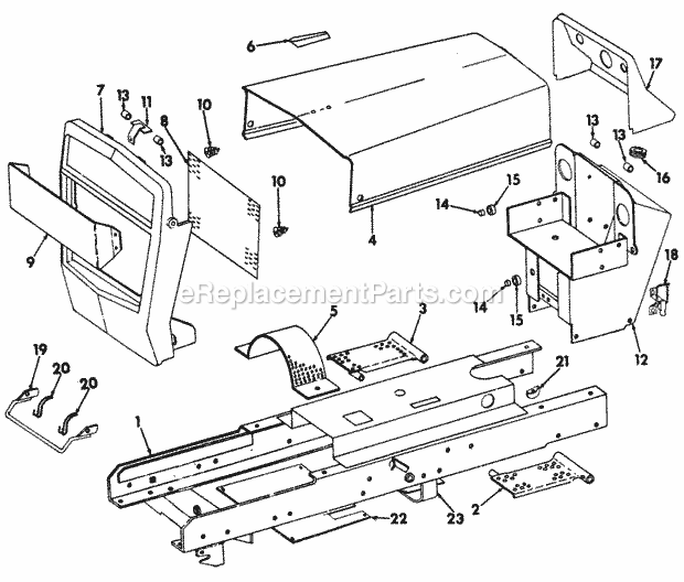 Hood, Grille & Frame Diagram and Parts List for 104  Cub Cadet Lawn Tractor